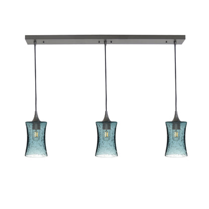 818 Lunar: 3 Pendant Linear Chandelier-Glass-Bicycle Glass Co - Hotshop-Slate Gray-Antique Bronze-Bicycle Glass Co