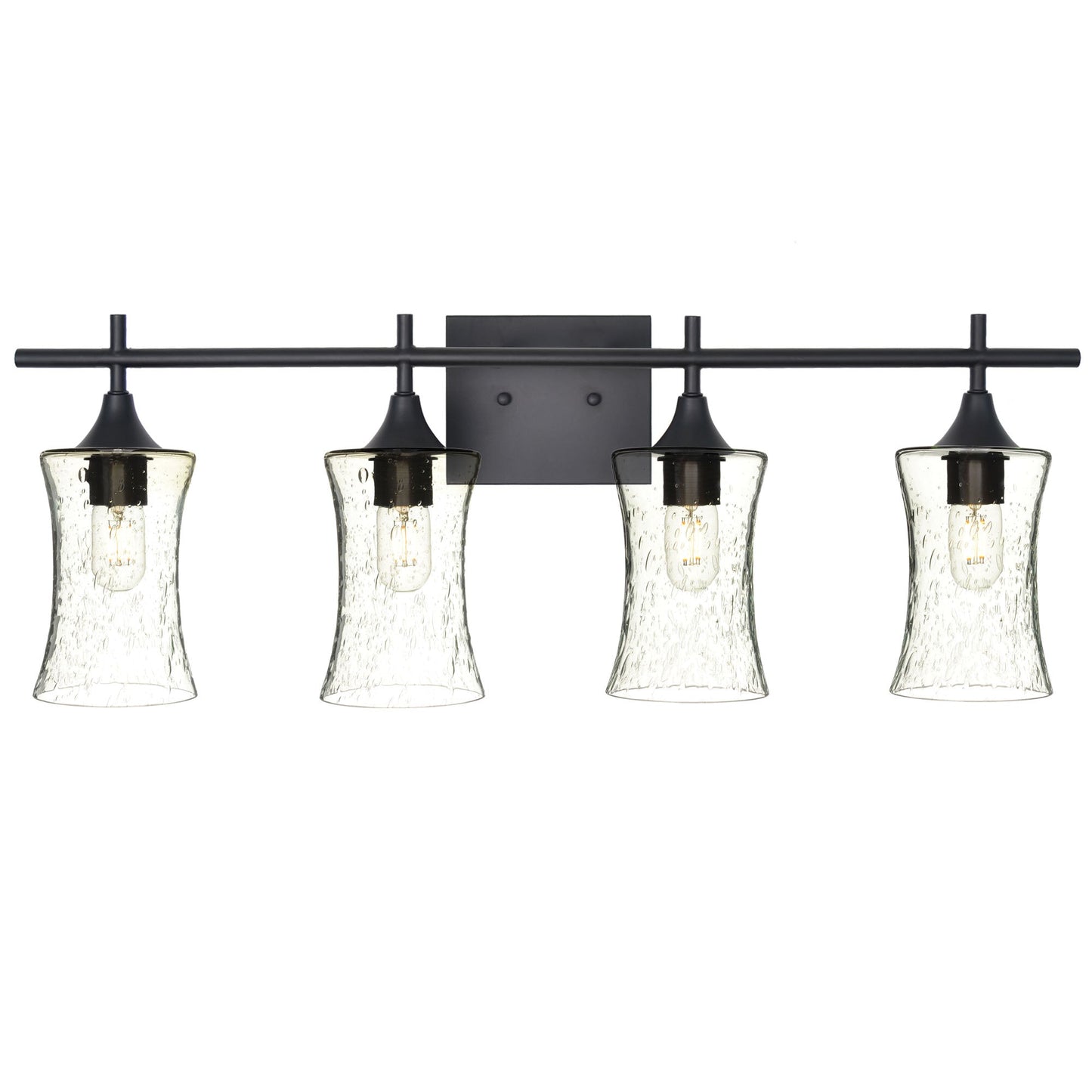 818 Lunar: 4 Light Wall Vanity-Glass-Bicycle Glass Co - Hotshop-Eco Clear-Matte Black-Bicycle Glass Co