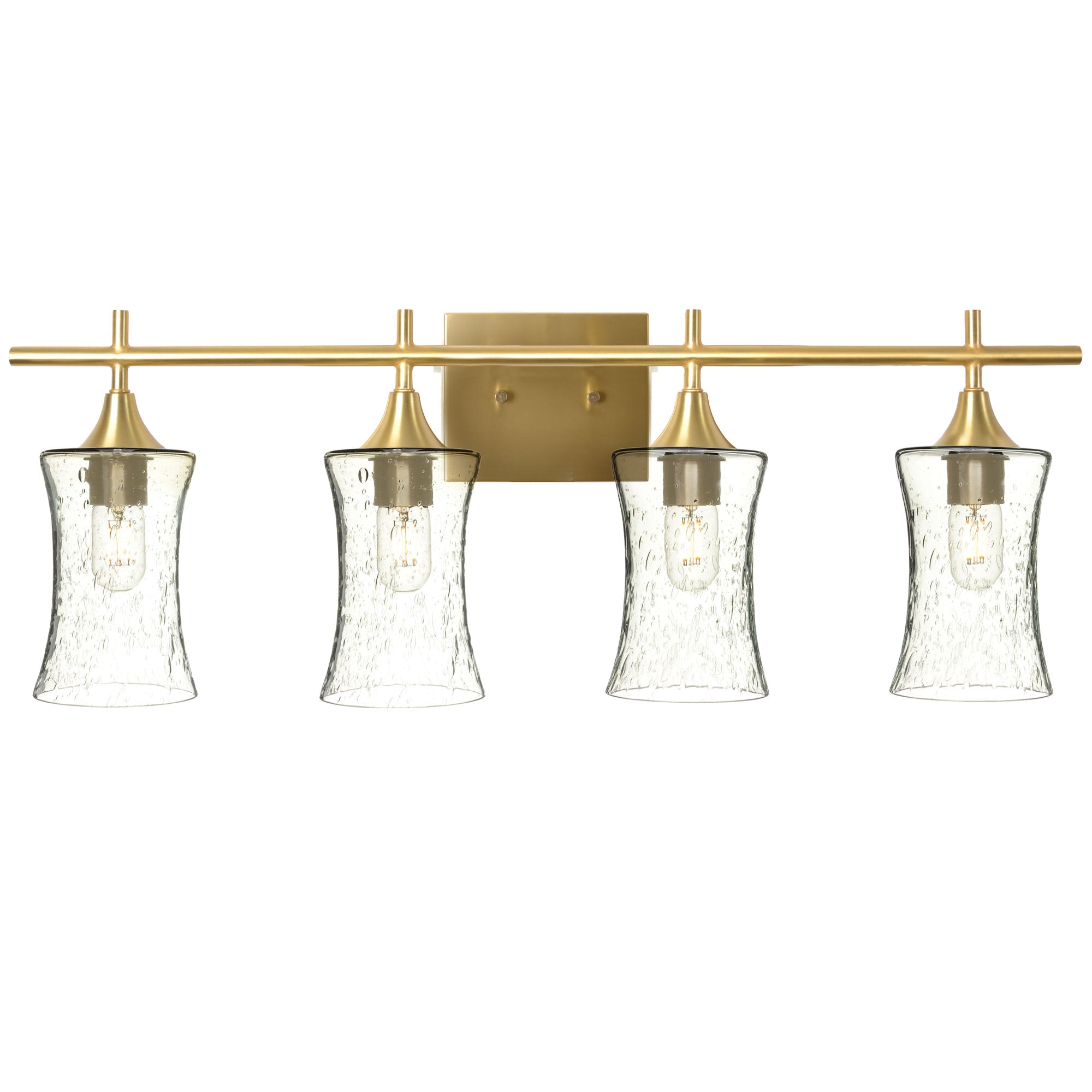 818 Lunar: 4 Light Wall Vanity-Glass-Bicycle Glass Co - Hotshop-Eco Clear-Polished Brass-Bicycle Glass Co