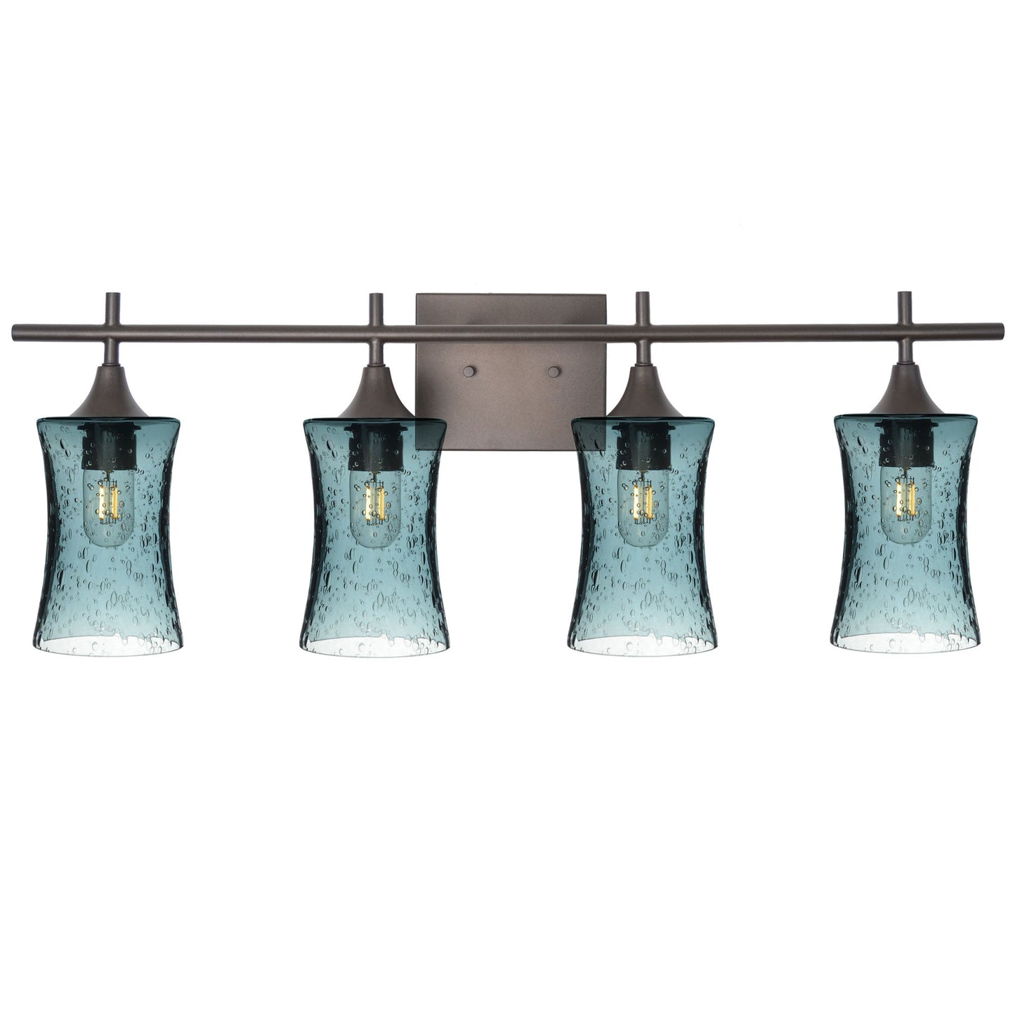 818 Lunar: 4 Light Wall Vanity-Glass-Bicycle Glass Co - Hotshop-Slate Gray-Dark Bronze-Bicycle Glass Co