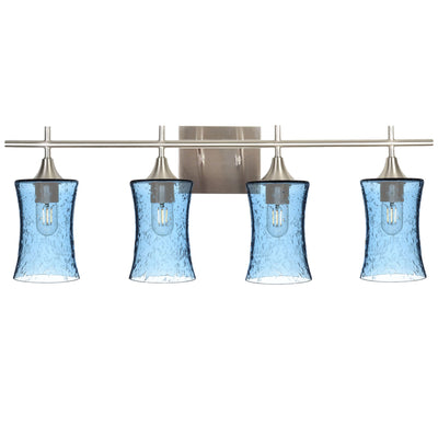 818 Lunar: 4 Light Wall Vanity-Glass-Bicycle Glass Co - Hotshop-Steel Blue-Brushed Nickel-Bicycle Glass Co