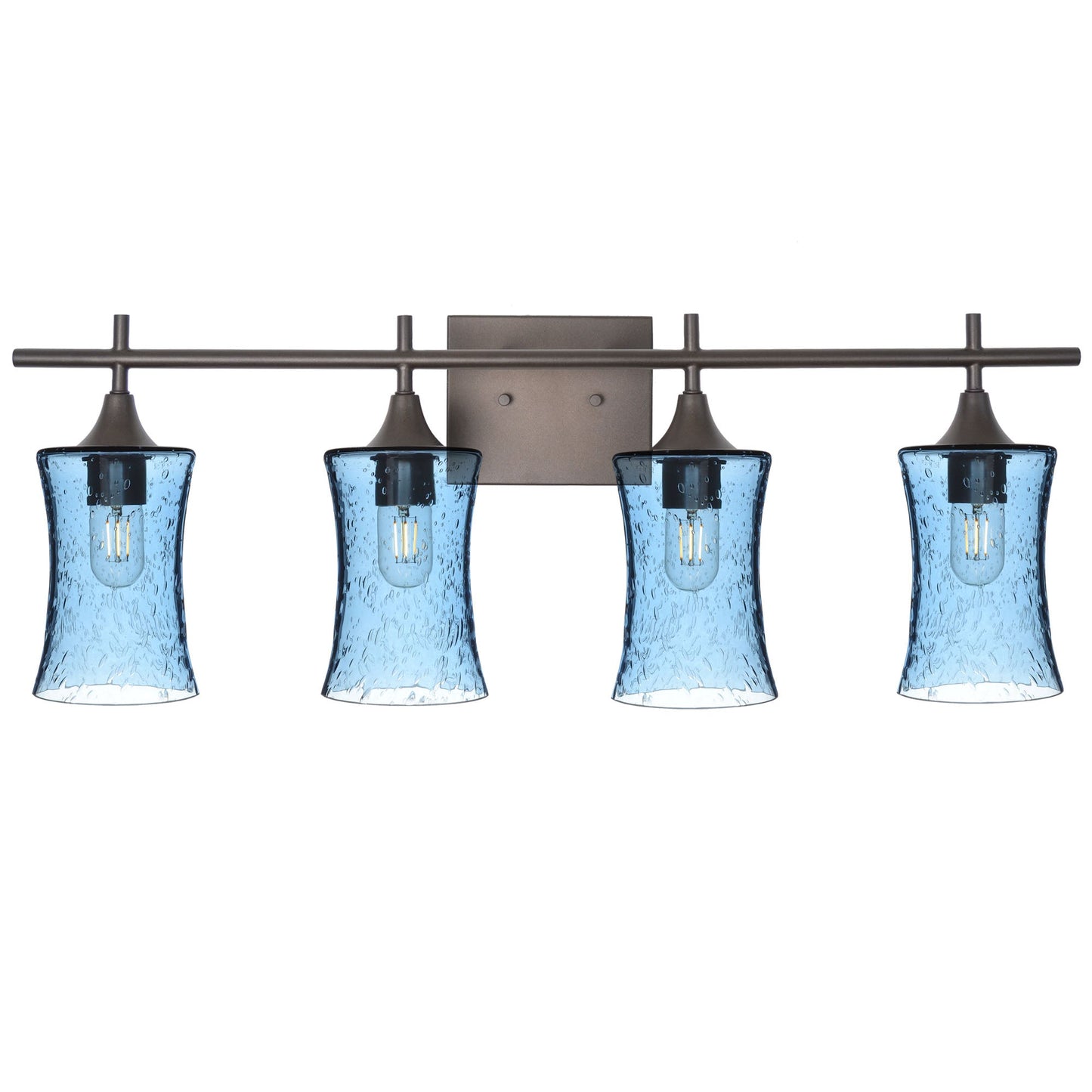 818 Lunar: 4 Light Wall Vanity-Glass-Bicycle Glass Co - Hotshop-Steel Blue-Dark Bronze-Bicycle Glass Co