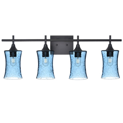 818 Lunar: 4 Light Wall Vanity-Glass-Bicycle Glass Co - Hotshop-Steel Blue-Matte Black-Bicycle Glass Co