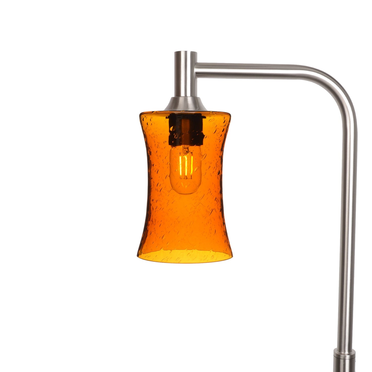 818 Lunar: Floor Lamp-Glass-Bicycle Glass Co - Hotshop-Golden Amber-Brushed Nickel-Bicycle Glass Co