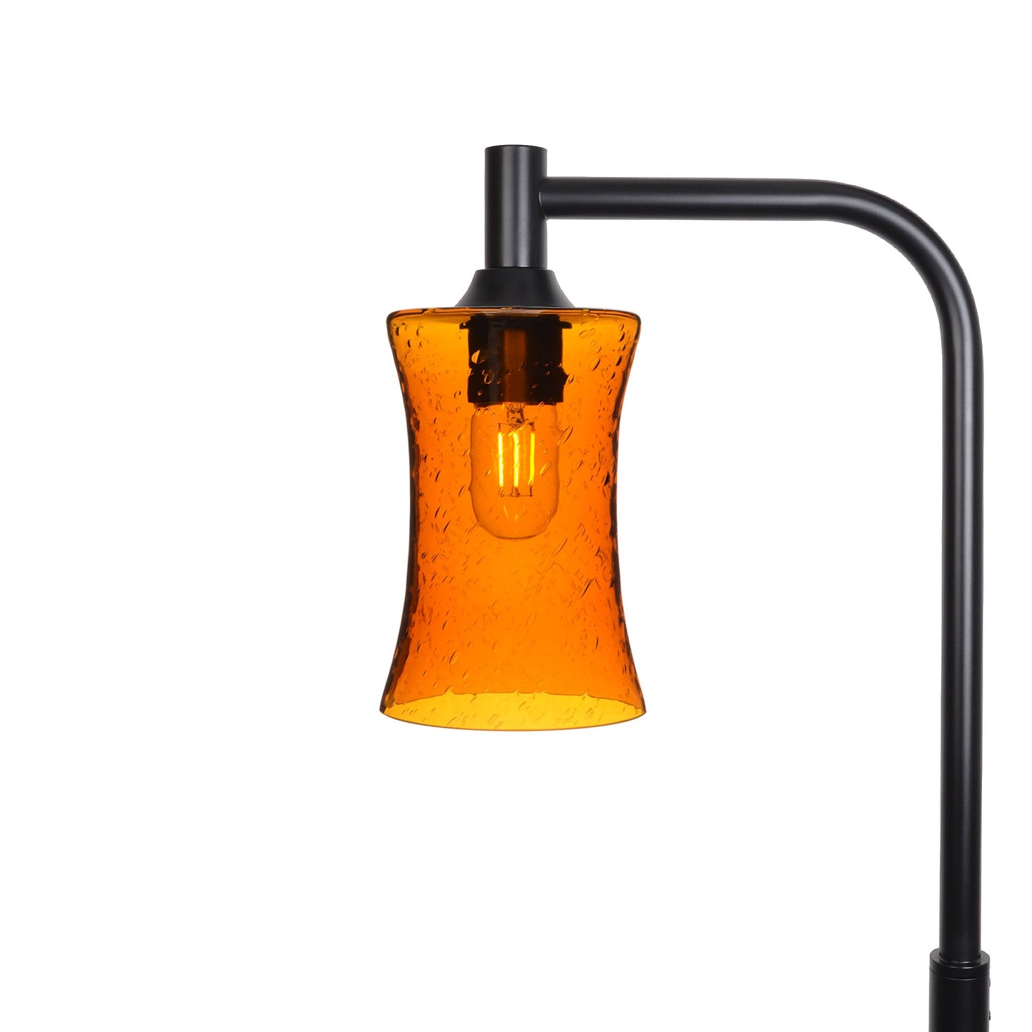 818 Lunar: Floor Lamp-Glass-Bicycle Glass Co - Hotshop-Golden Amber-Matte Black-Bicycle Glass Co