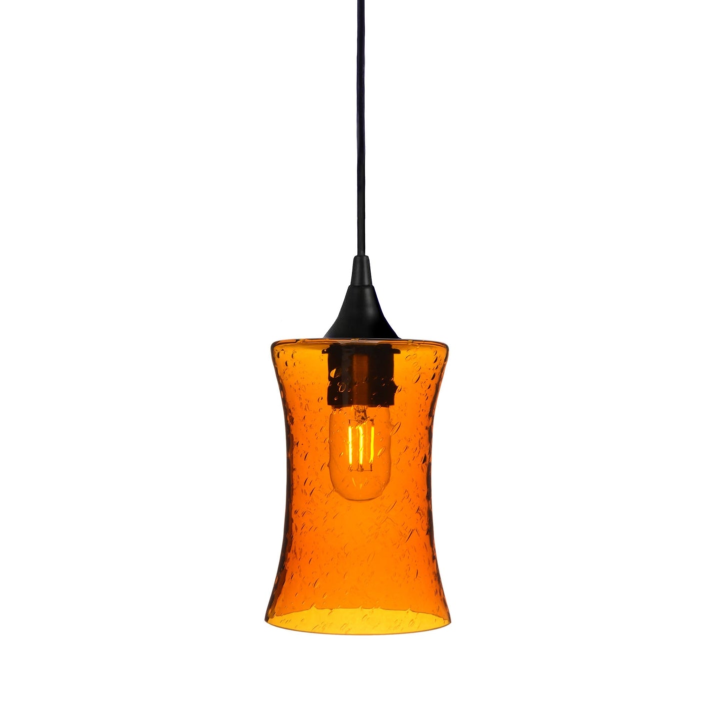 818 Lunar: Single Pendant Light-Glass-Bicycle Glass Co - Hotshop-Golden Amber-Matte Black-Bicycle Glass Co