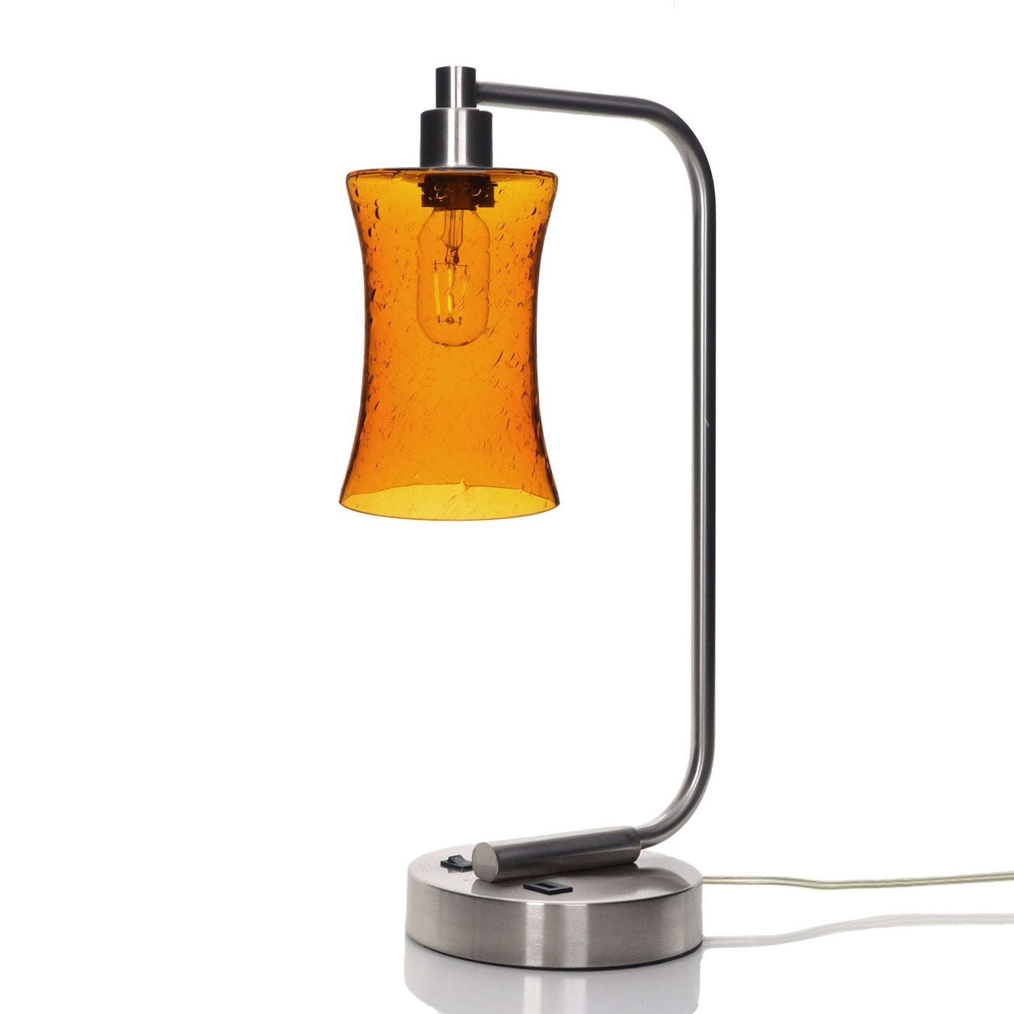 818 Lunar: Table Lamp-Glass-Bicycle Glass Co - Hotshop-Golden Amber-Brushed Nickel-Bicycle Glass Co