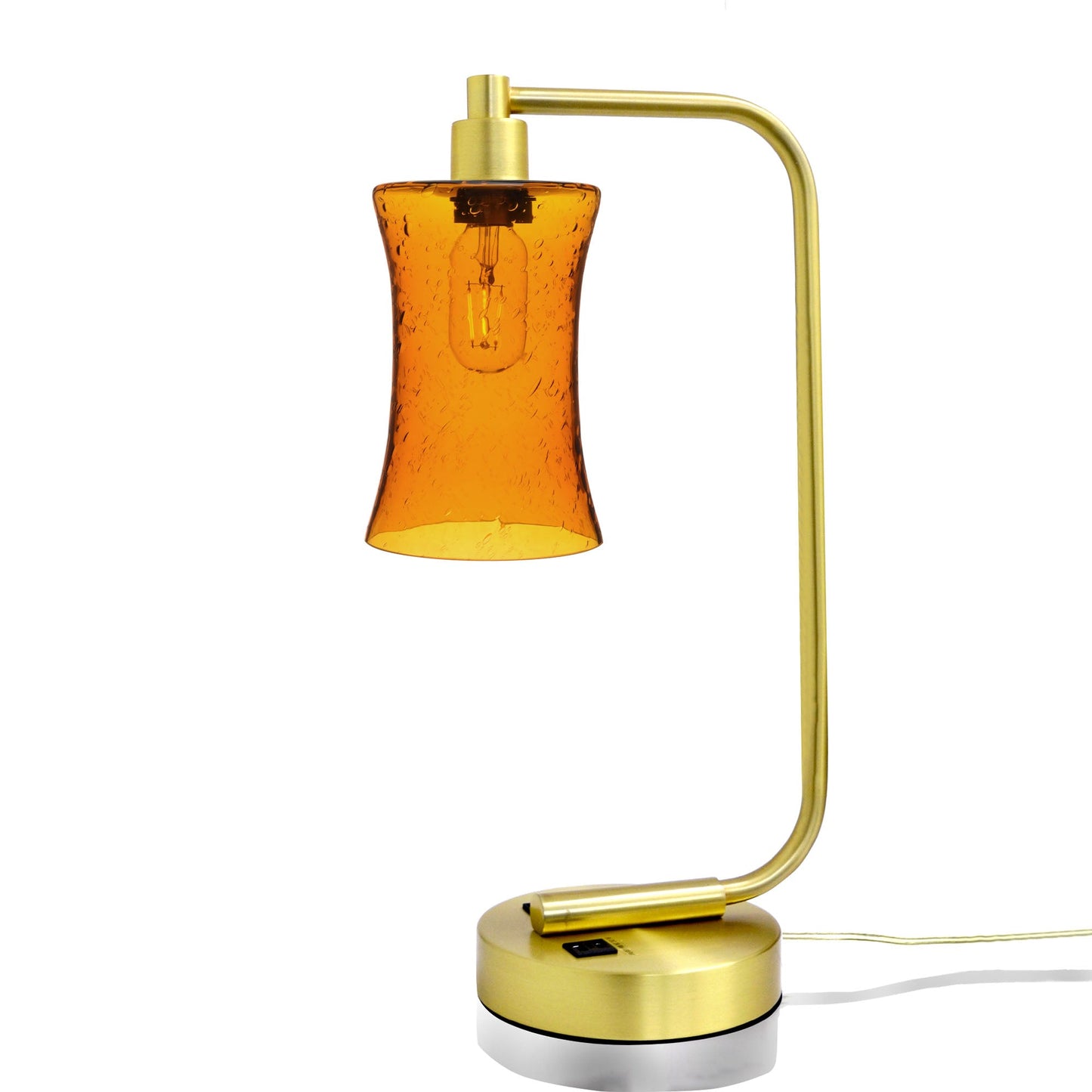 818 Lunar: Table Lamp-Glass-Bicycle Glass Co - Hotshop-Golden Amber-Satin Brass-Bicycle Glass Co