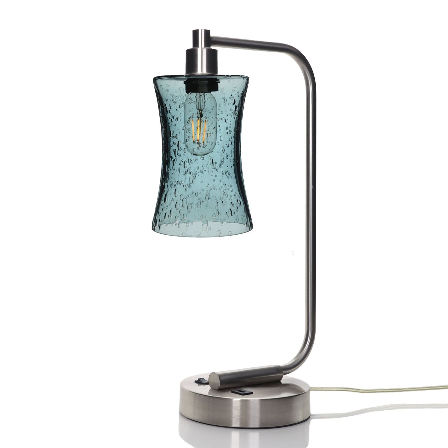 818 Lunar: Table Lamp-Glass-Bicycle Glass Co - Hotshop-Slate Gray-Brushed Nickel-Bicycle Glass Co