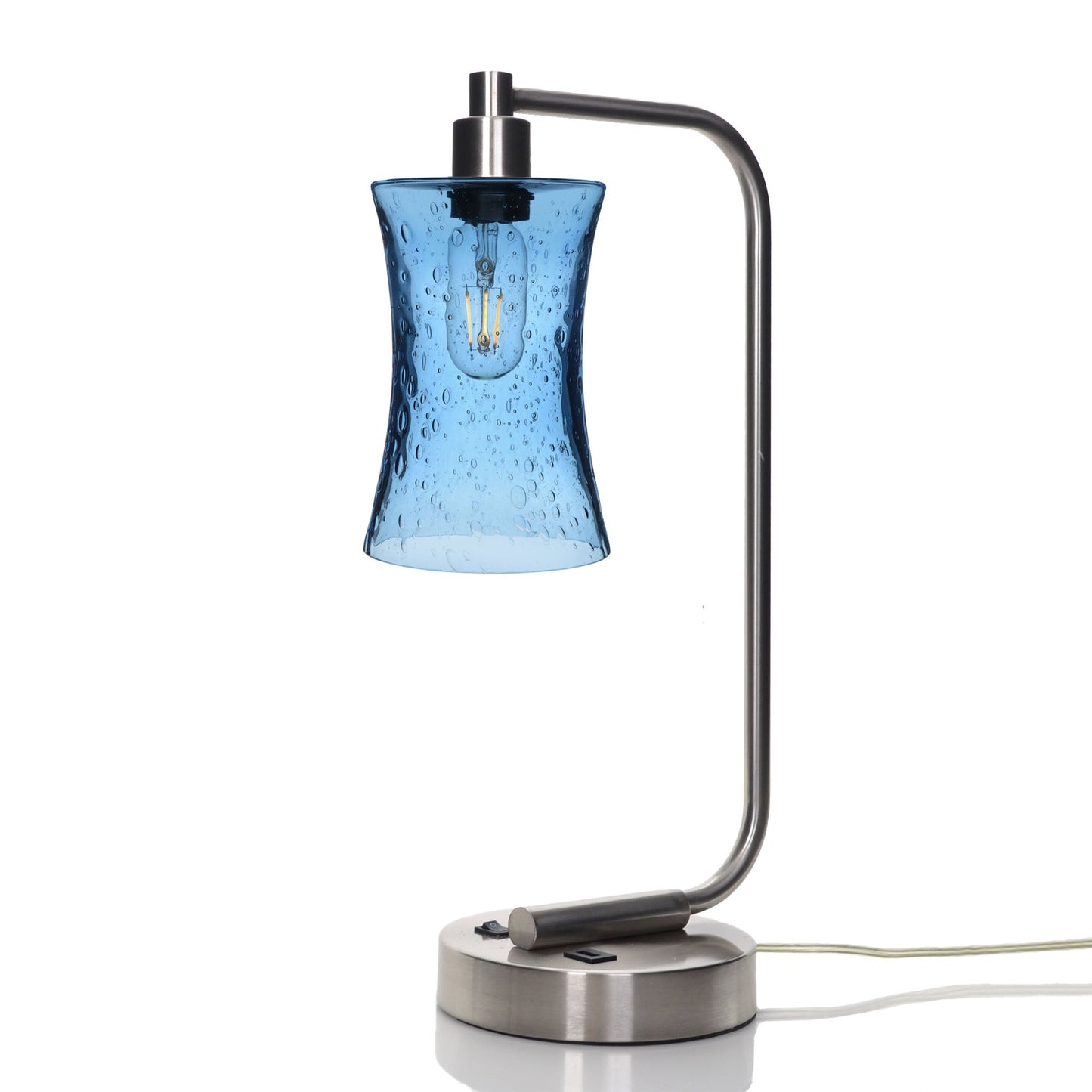 818 Lunar: Table Lamp-Glass-Bicycle Glass Co - Hotshop-Steel Blue-Brushed Nickel-Bicycle Glass Co