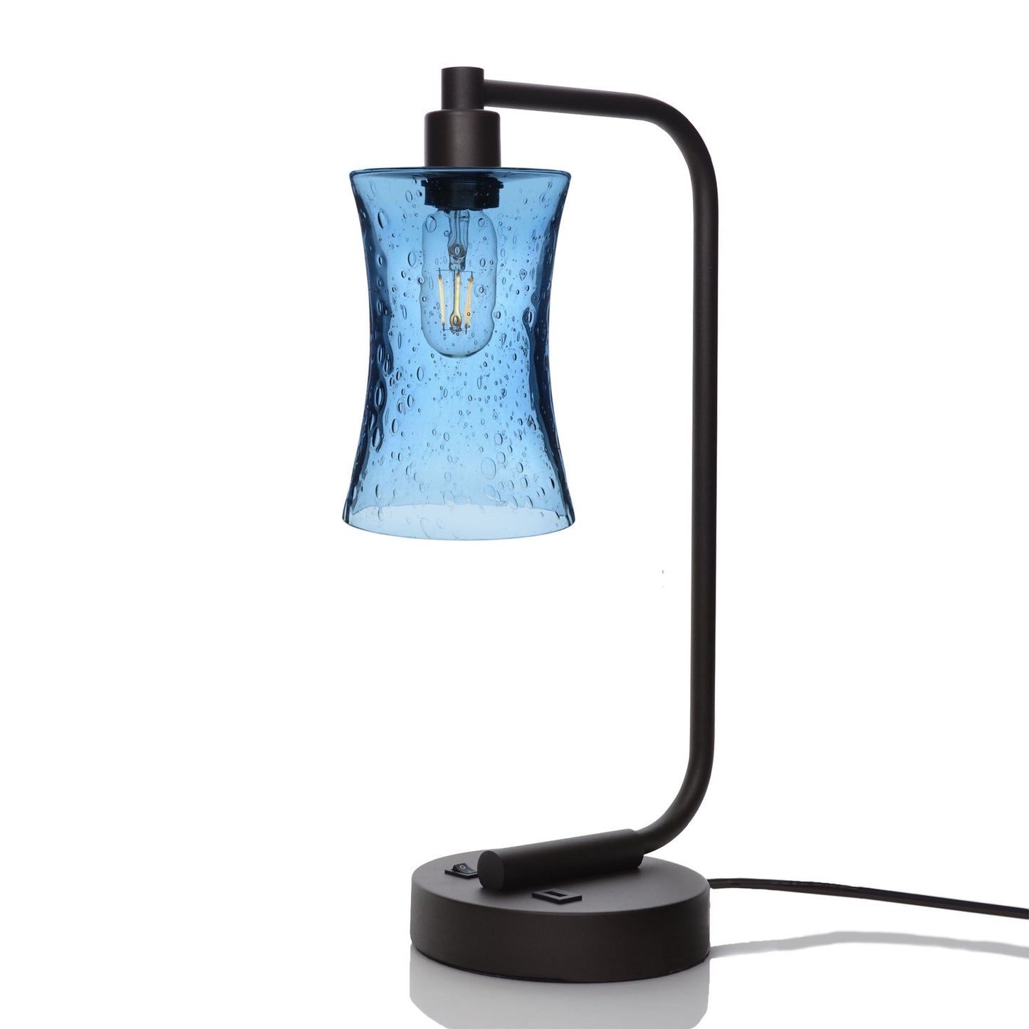 818 Lunar: Table Lamp-Glass-Bicycle Glass Co - Hotshop-Steel Blue-Matte Black-Bicycle Glass Co