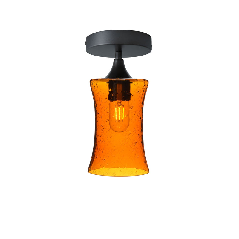 818 Semi-Flush Light – Lunar / Golden Amber / Antique Bronze