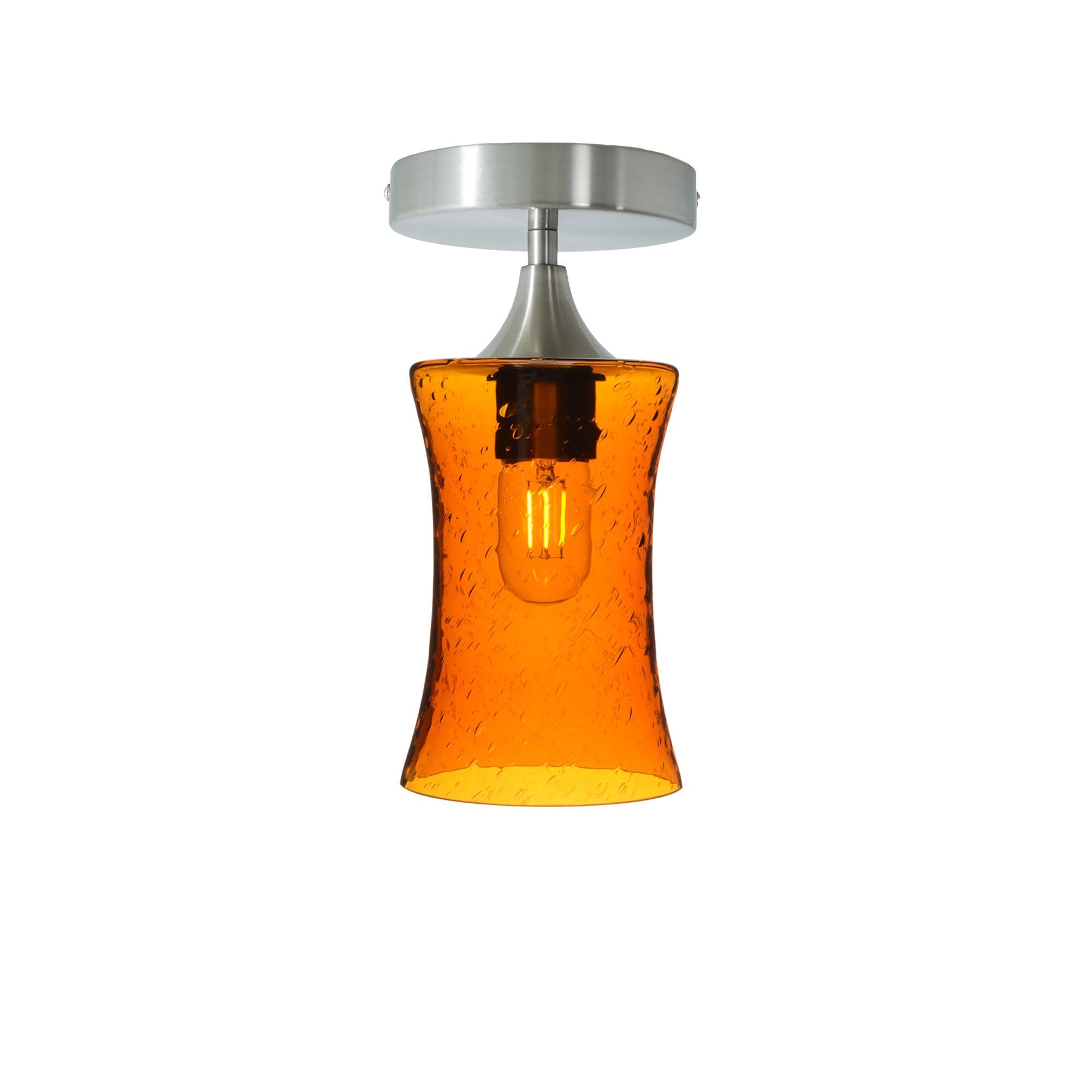 818 Semi-Flush-Bicycle Glass Co - Hotshop-Lunar-Golden Amber-Brushed Nickel-Bicycle Glass Co