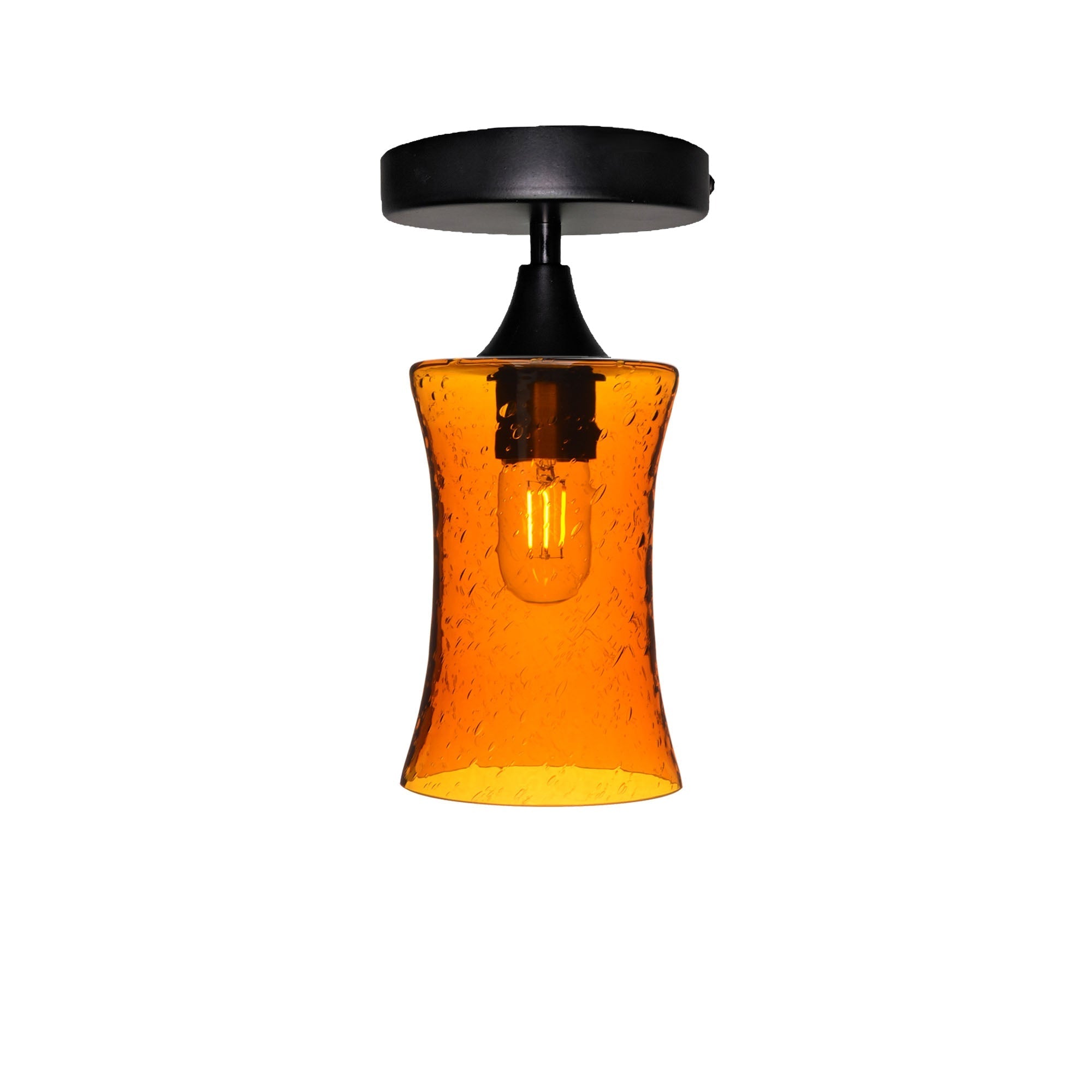 818 Semi-Flush-Bicycle Glass Co - Hotshop-Lunar-Golden Amber-Matte Black-Bicycle Glass Co