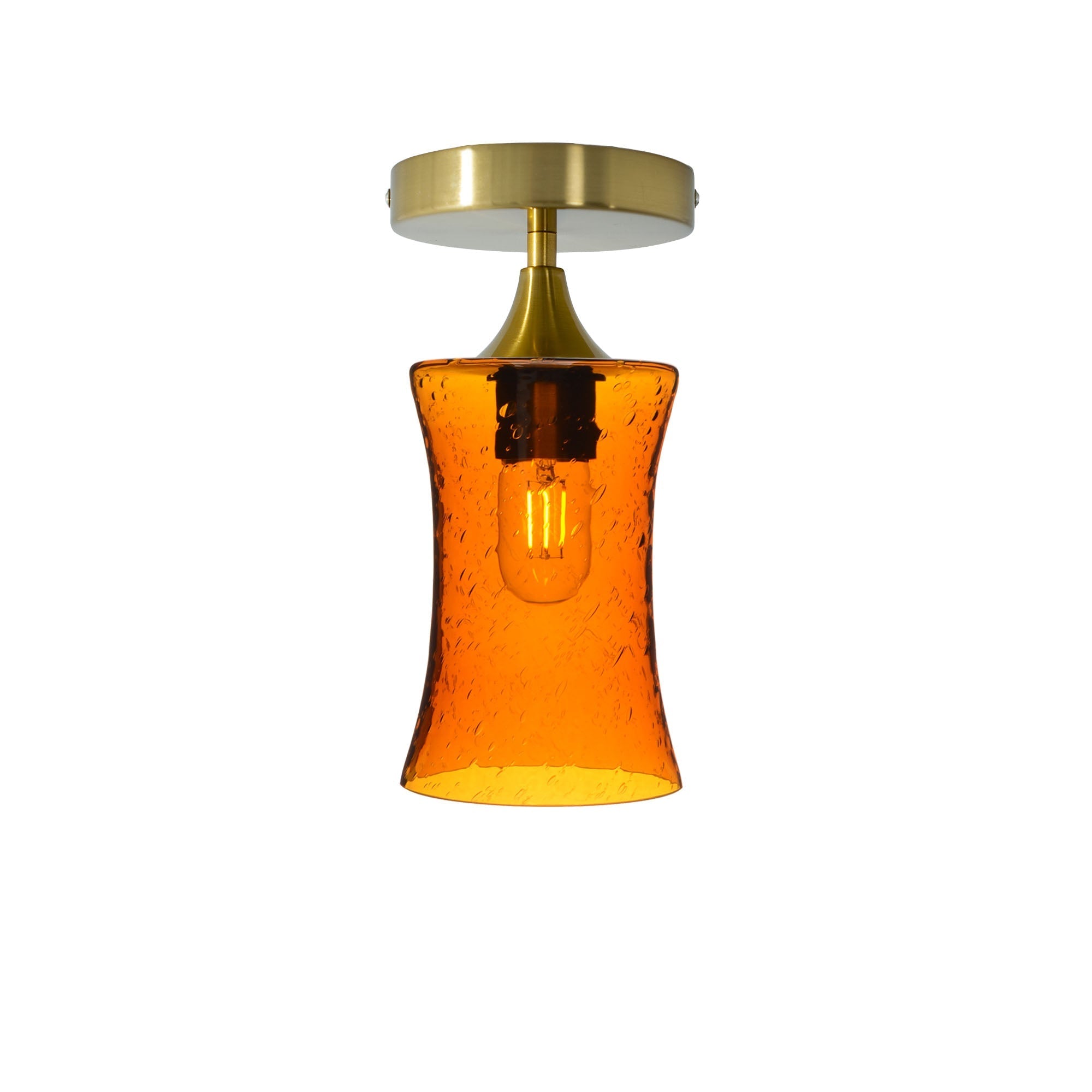818 Semi-Flush-Bicycle Glass Co - Hotshop-Lunar-Golden Amber-Polished Brass-Bicycle Glass Co