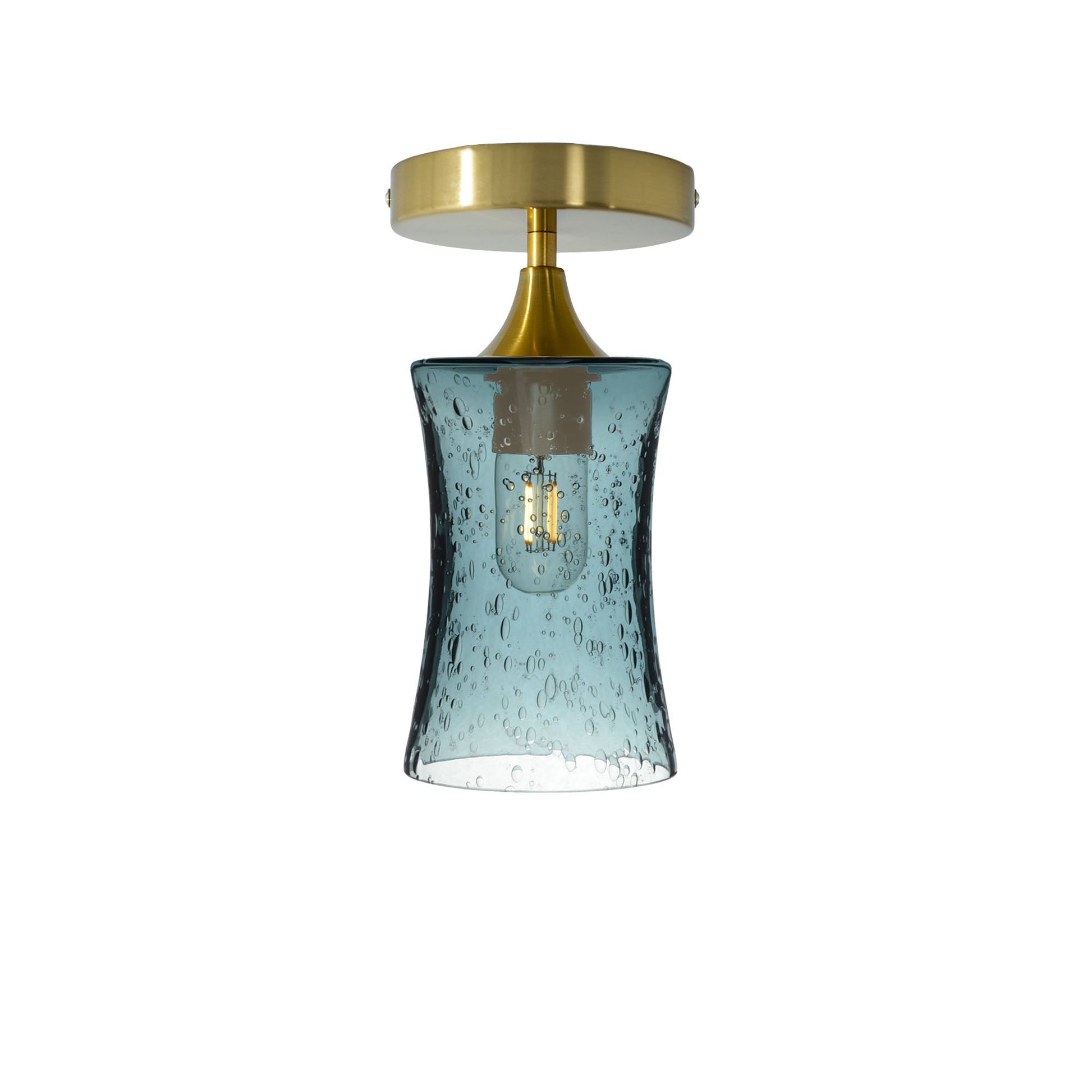 818 Semi-Flush-Bicycle Glass Co - Hotshop-Lunar-Slate Gray-Polished Brass-Bicycle Glass Co
