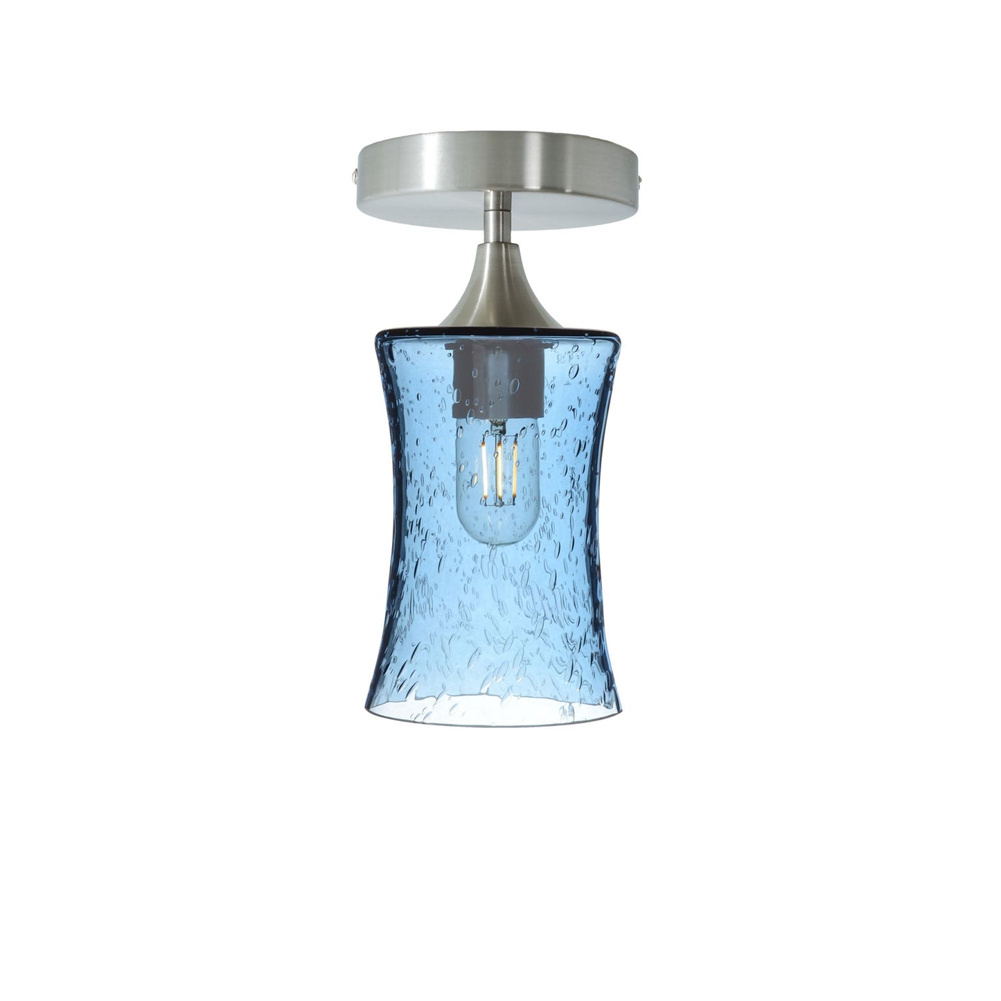 818 Semi-Flush-Bicycle Glass Co - Hotshop-Lunar-Steel Blue-Brushed Nickel-Bicycle Glass Co