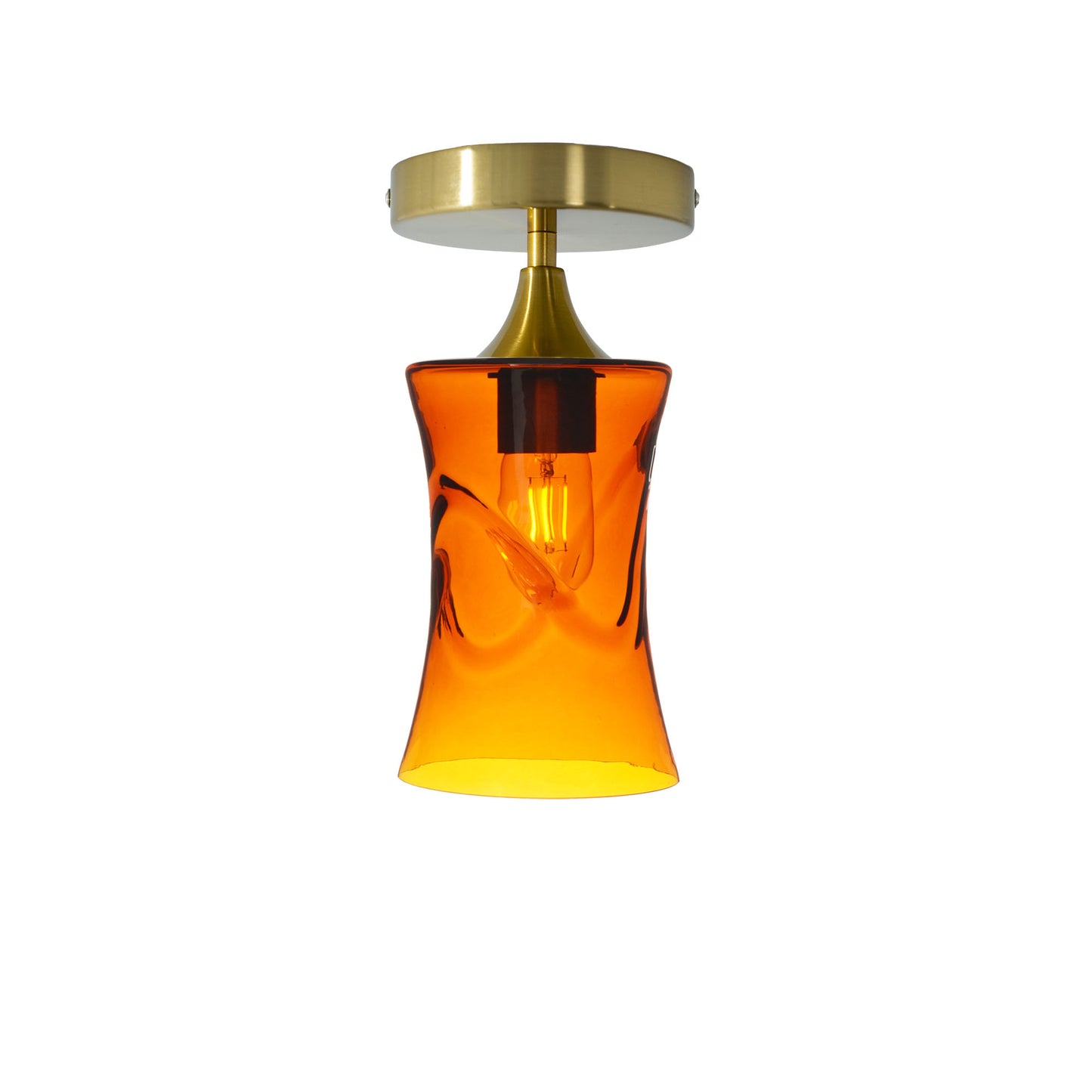 818 Semi-Flush Light-Bicycle Glass Co - Hotshop-Swell-Golden Amber-Polished Brass-Bicycle Glass Co