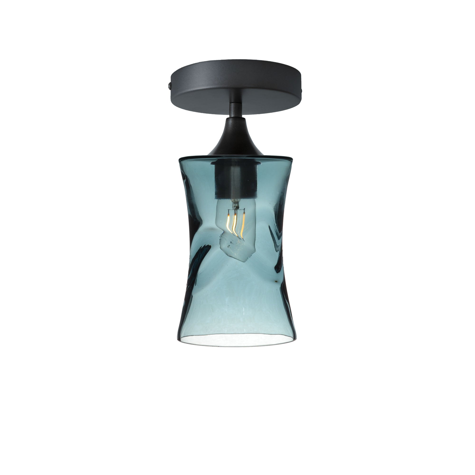 818 Semi-Flush-Bicycle Glass Co - Hotshop-Swell-Slate Gray-Antique Bronze-Bicycle Glass Co