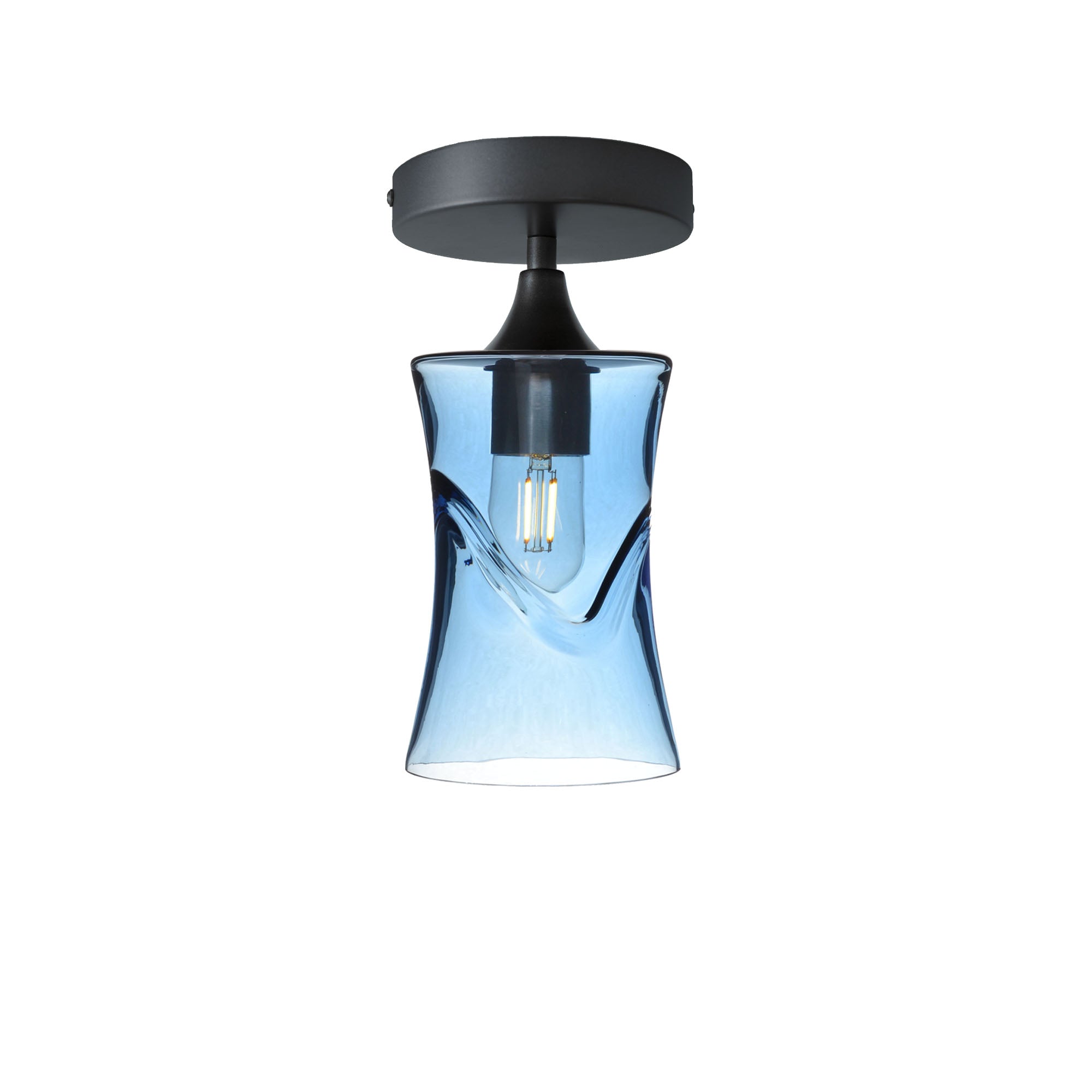 818 Semi-Flush-Bicycle Glass Co - Hotshop-Swell-Steel Blue-Antique Bronze-Bicycle Glass Co