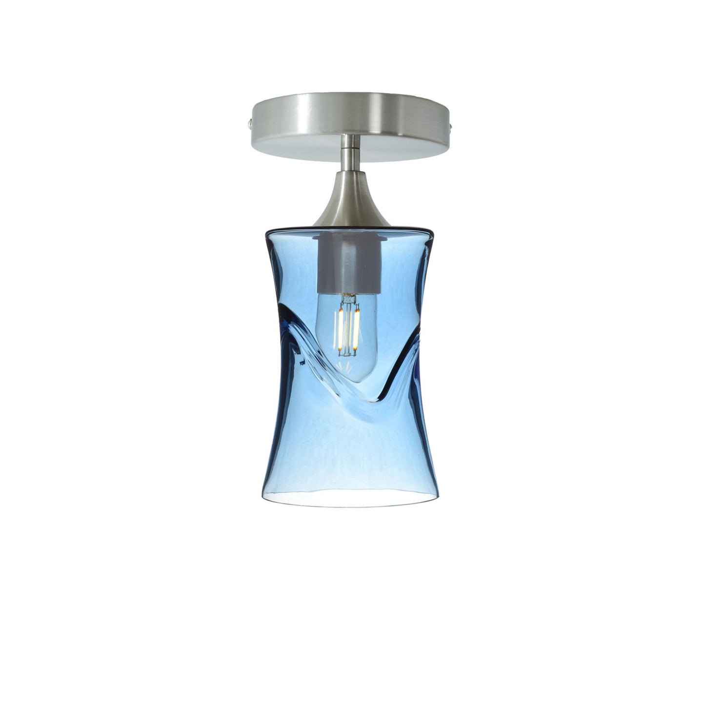 818 Semi-Flush-Bicycle Glass Co - Hotshop-Swell-Steel Blue-Brushed Nickel-Bicycle Glass Co