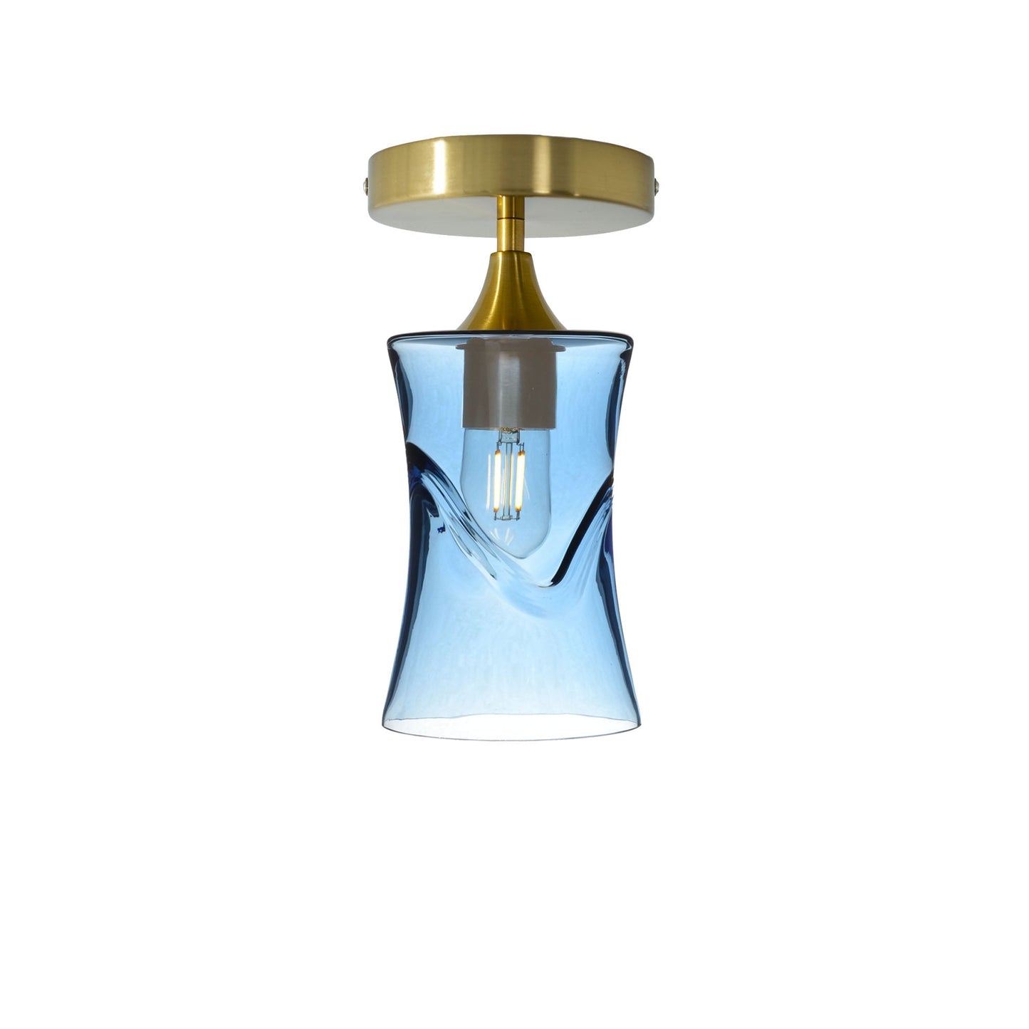 818 Semi-Flush-Bicycle Glass Co - Hotshop-Swell-Steel Blue-Polished Brass-Bicycle Glass Co