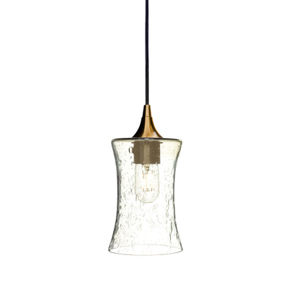 818 Single Pendant Light-Bicycle Glass Co-Polished Brass 15ft Cord + Track Mount-Lunar-Eco Clear-Bicycle Glass Co