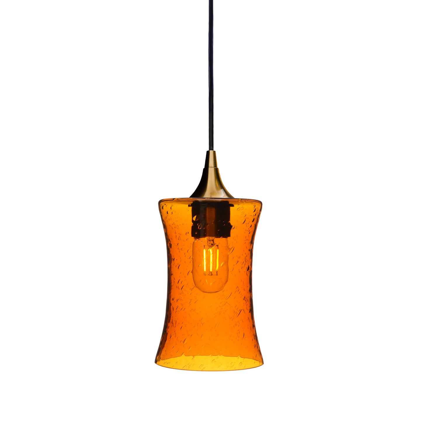 818 Single Pendant Light-Bicycle Glass Co-Polished Brass 15ft Cord + Track Mount-Lunar-Golden Amber-Bicycle Glass Co