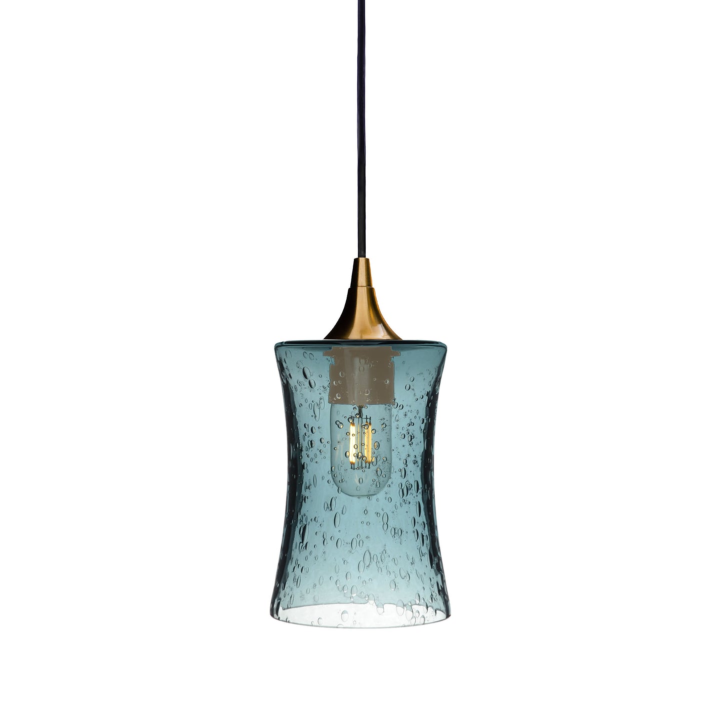 818 Single Pendant Light-Bicycle Glass Co-Polished Brass 15ft Cord + Track Mount-Lunar-Slate Gray-Bicycle Glass Co