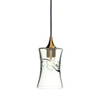 818 Single Pendant Light-Bicycle Glass Co-Polished Brass 15ft Cord + Track Mount-Swell-Eco Clear-Bicycle Glass Co
