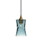 818 Single Pendant Light-Bicycle Glass Co-Polished Brass 15ft Cord + Track Mount-Swell-Slate Gray-Bicycle Glass Co