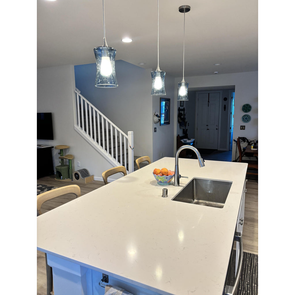818 Single Pendant Light-Pendant Light-Bicycle Glass Co-Matte Black - 8ft Cord-Lunar-Steel Blue-Bicycle Glass Co