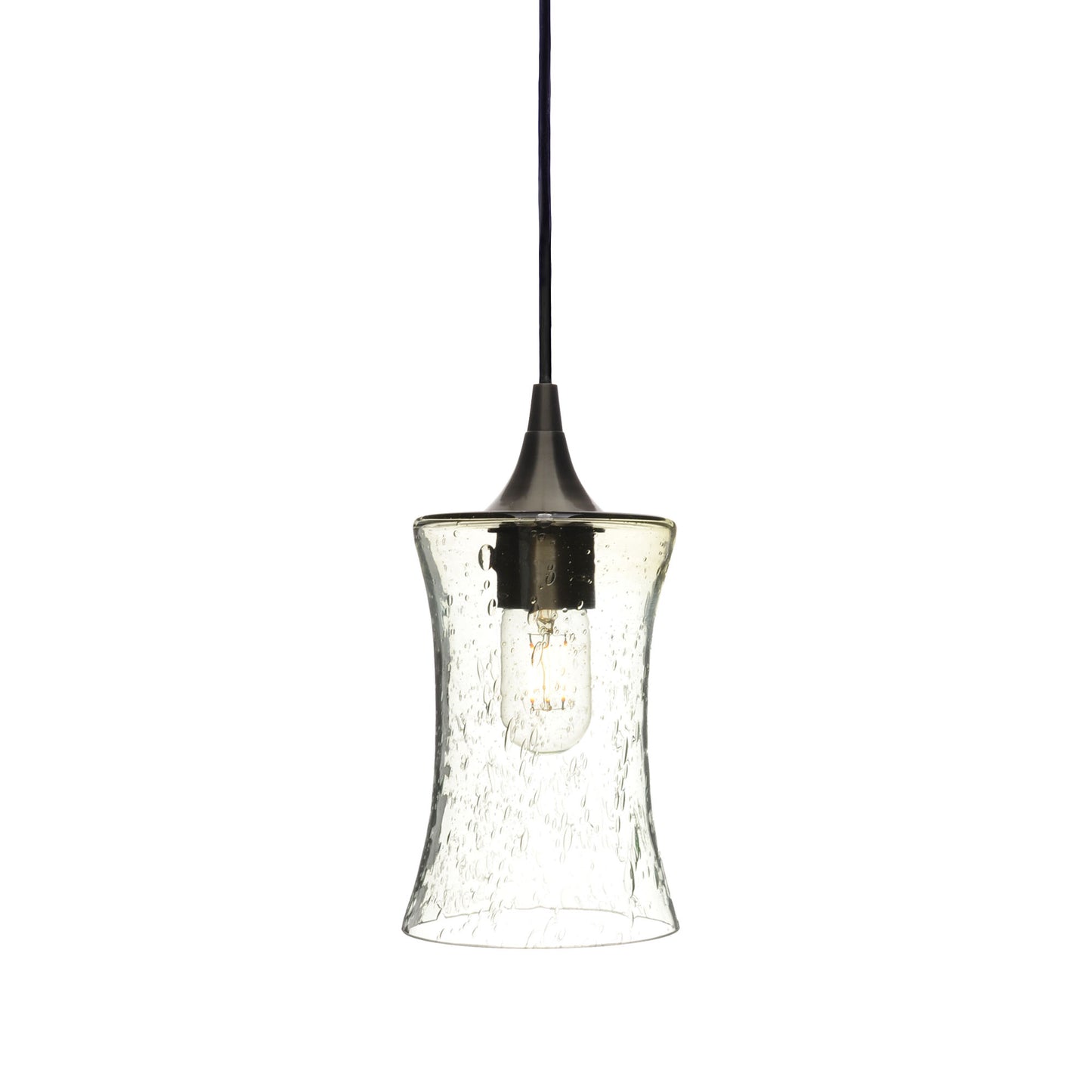 818 Single Pendant Light-Bicycle Glass Co-Antique Bronze 15ft Cord + Track Mount-Lunar-Eco Clear-Bicycle Glass Co