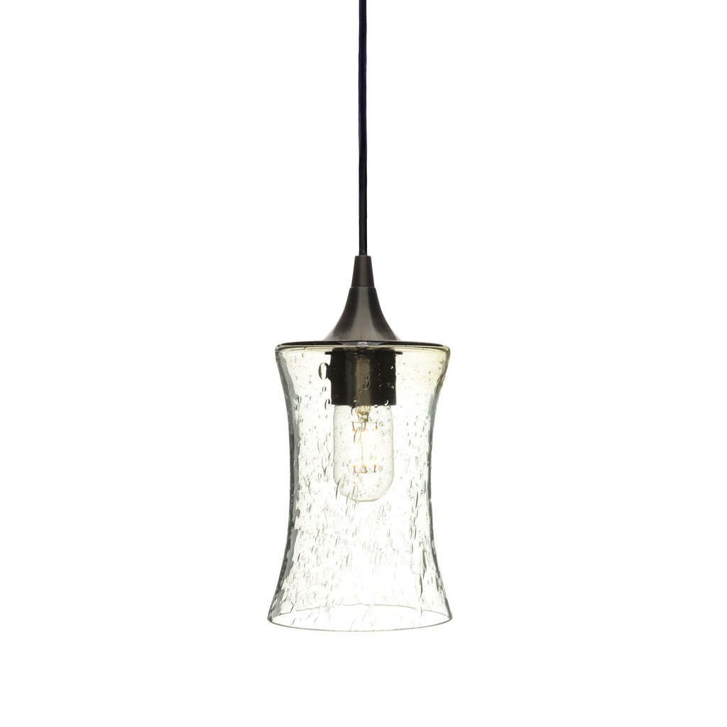 818 Single Pendant Light-Bicycle Glass Co-Antique Bronze 15ft Cord + Track Mount-Lunar-Eco Clear-Bicycle Glass Co
