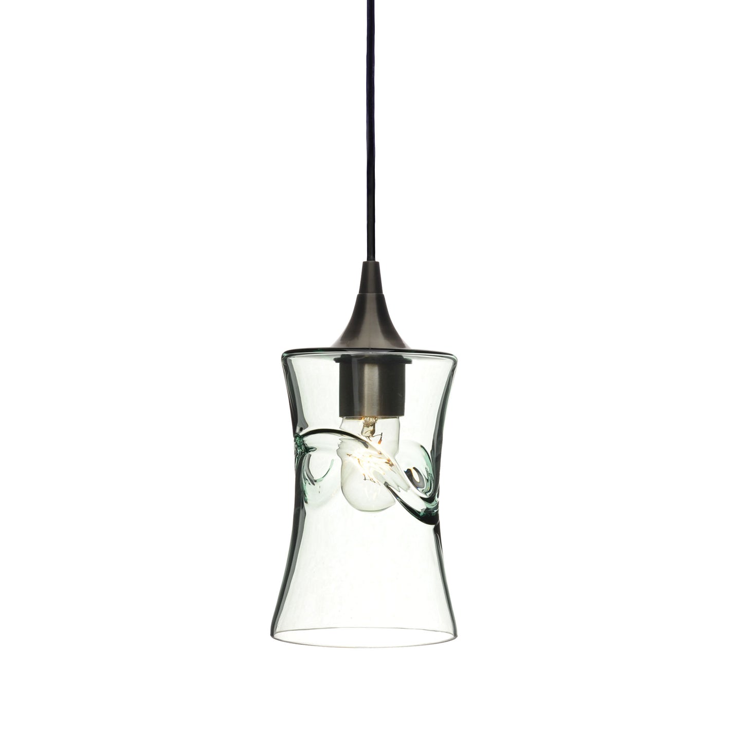 818 Single Pendant Light-Bicycle Glass Co-Antique Bronze 15ft Cord + Track Mount-Swell-Eco Clear-Bicycle Glass Co