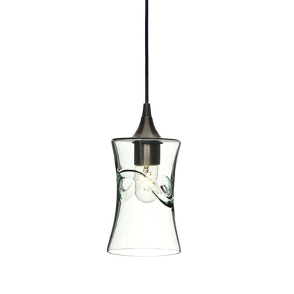 818 Single Pendant Light-Bicycle Glass Co-Antique Bronze 15ft Cord + Track Mount-Swell-Eco Clear-Bicycle Glass Co
