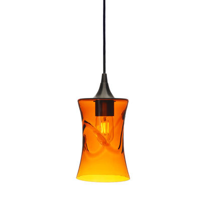 818 Single Pendant Light-Bicycle Glass Co-Antique Bronze 15ft Cord + Track Mount-Swell-Golden Amber-Bicycle Glass Co
