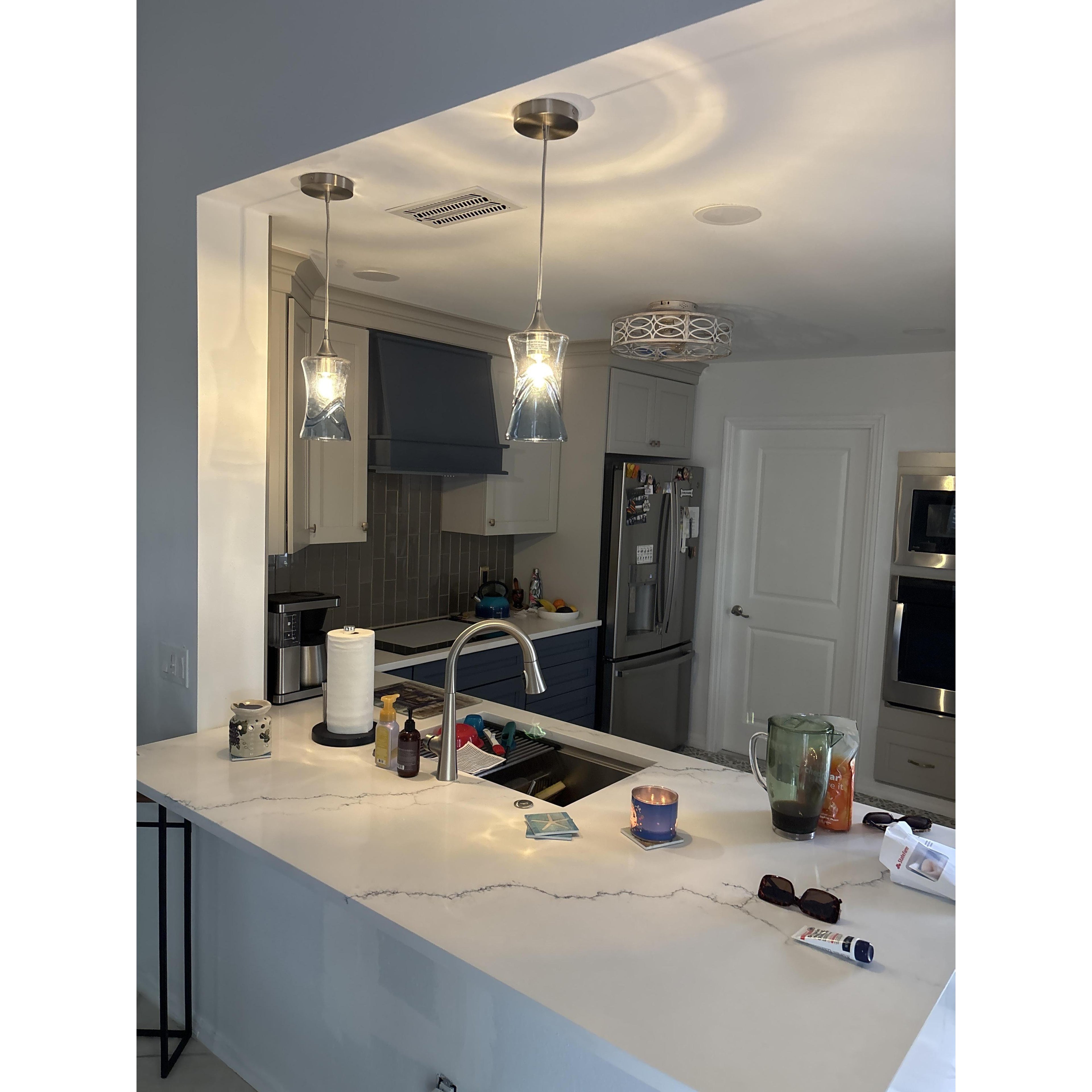 818 Single Pendant Light-Pendant Light-Bicycle Glass Co-Matte Black - 8ft Cord-Lunar-Steel Blue-Bicycle Glass Co