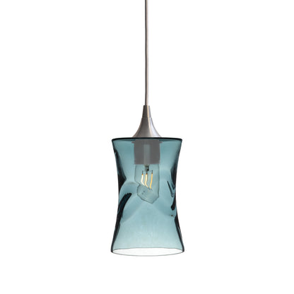 818 Single Pendant Light-Bicycle Glass Co-Brushed Nickel 15ft Cord + Track Mount-Swell-Slate Gray-Bicycle Glass Co