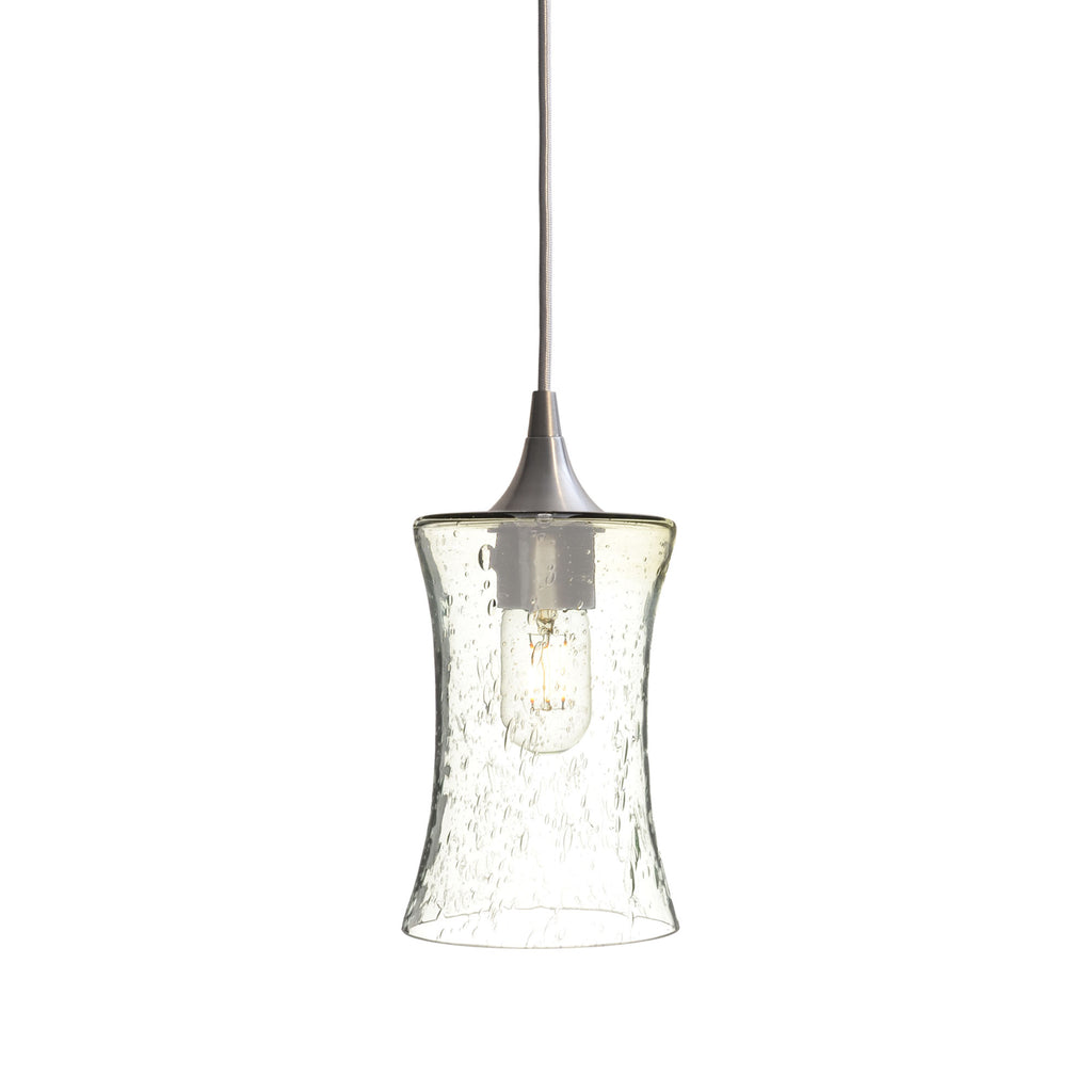 818 Single Pendant Light-Bicycle Glass Co-Brushed Nickel 15ft Cord + Track Mount-Lunar-Eco Clear-Bicycle Glass Co