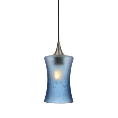 818 Single Pendant Light-Bicycle Glass Co-Antique Bronze - 4ft Cord-Celestial-Steel Blue-Bicycle Glass Co