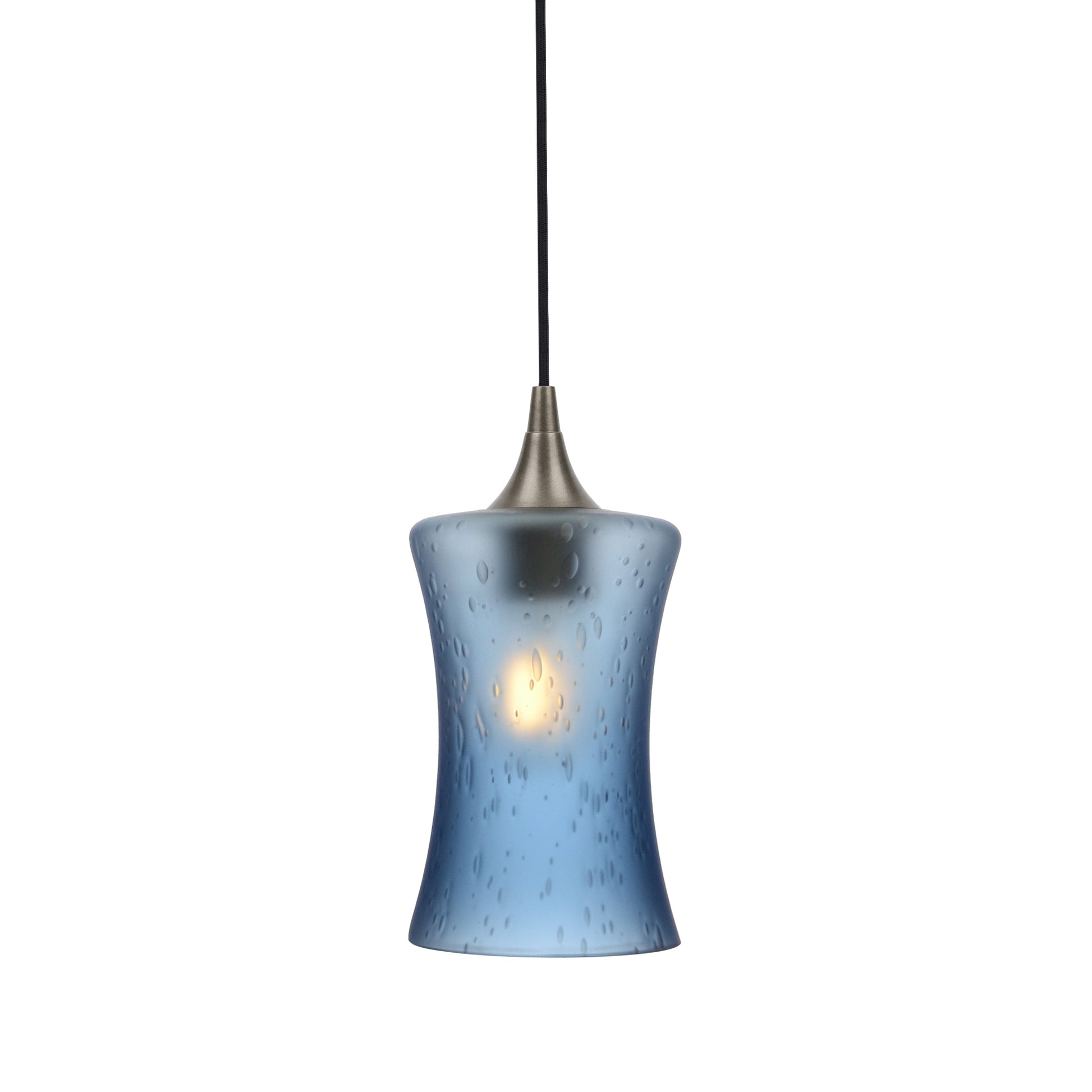 818 Single Pendant Light-Bicycle Glass Co-Antique Bronze - 4ft Cord-Celestial-Steel Blue-Bicycle Glass Co