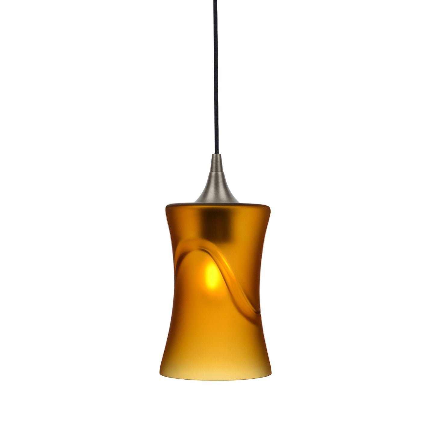 818 Single Pendant Light-Bicycle Glass Co-Antique Bronze - 4ft Cord-Glacial-Golden Amber-Bicycle Glass Co