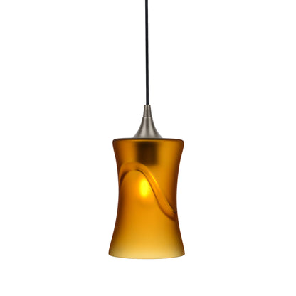 818 Single Pendant Light-Bicycle Glass Co-Antique Bronze - 4ft Cord-Glacial-Golden Amber-Bicycle Glass Co