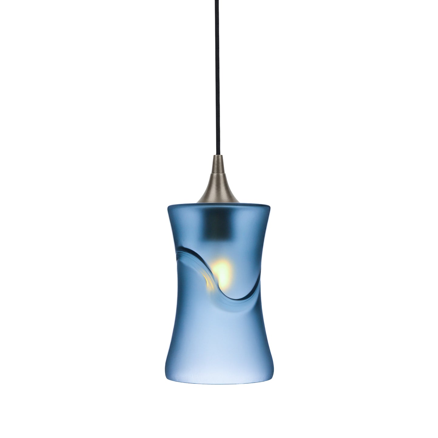 818 Single Pendant Light-Bicycle Glass Co-Antique Bronze - 4ft Cord-Glacial-Steel Blue-Bicycle Glass Co