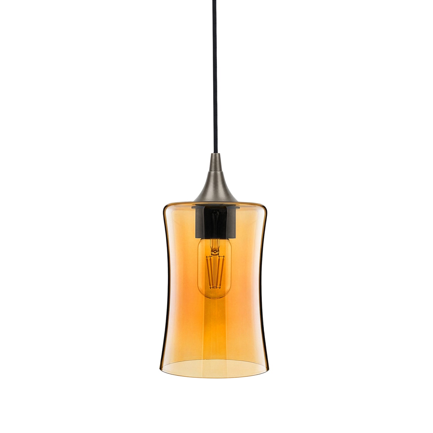 818 Single Pendant Light-Bicycle Glass Co-Antique Bronze - 4ft Cord-Lucent-Golden Amber-Bicycle Glass Co
