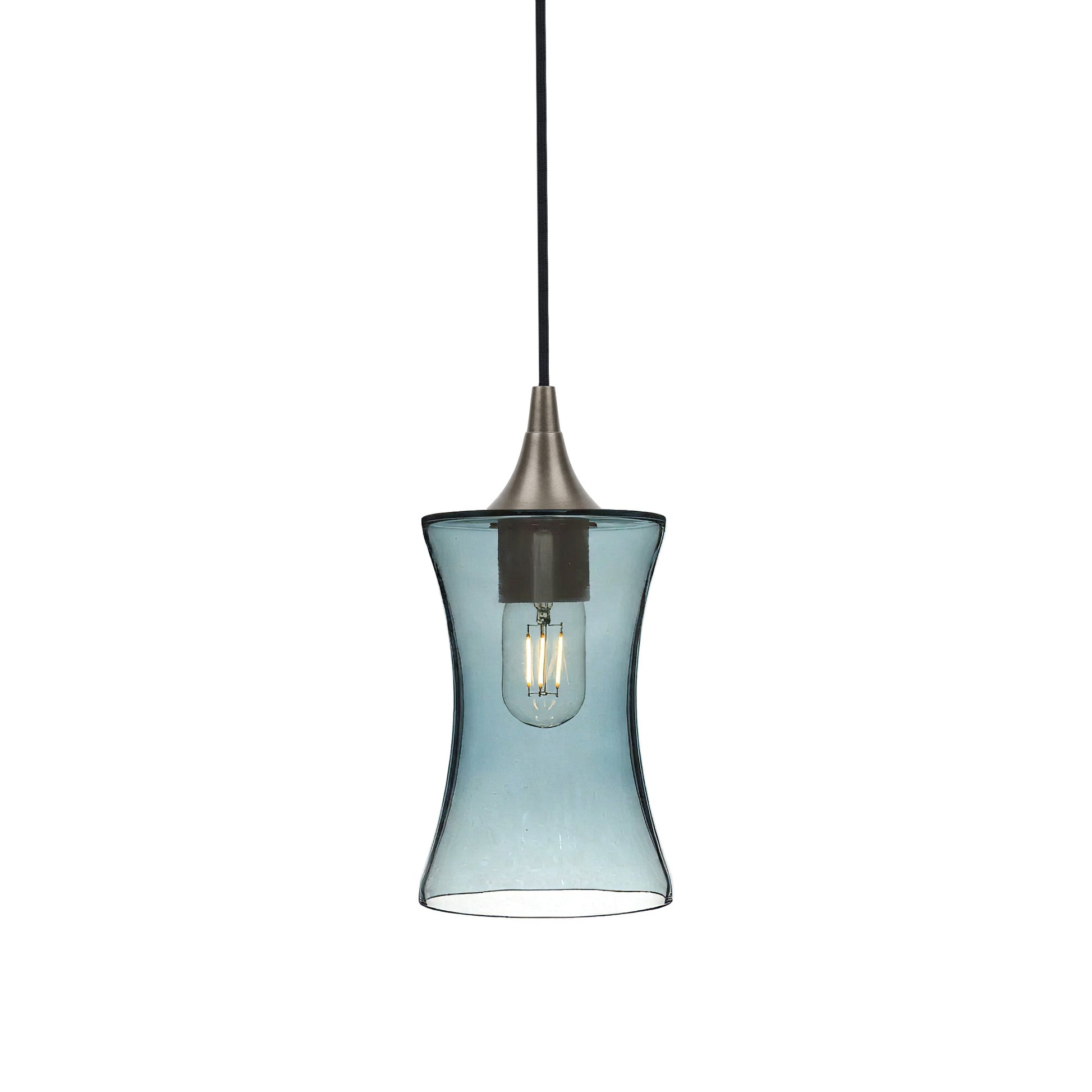 818 Single Pendant Light-Bicycle Glass Co-Antique Bronze - 4ft Cord-Lucent-Slate Gray-Bicycle Glass Co