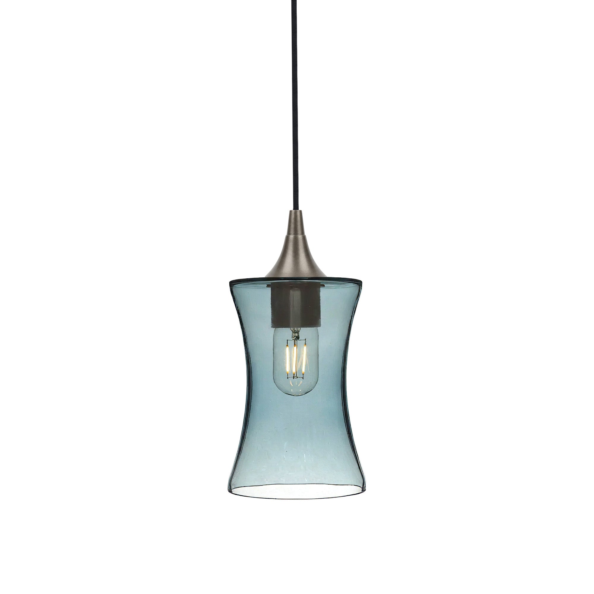 818 Single Pendant Light-Bicycle Glass Co-Antique Bronze - 4ft Cord-Lucent-Slate Gray-Bicycle Glass Co