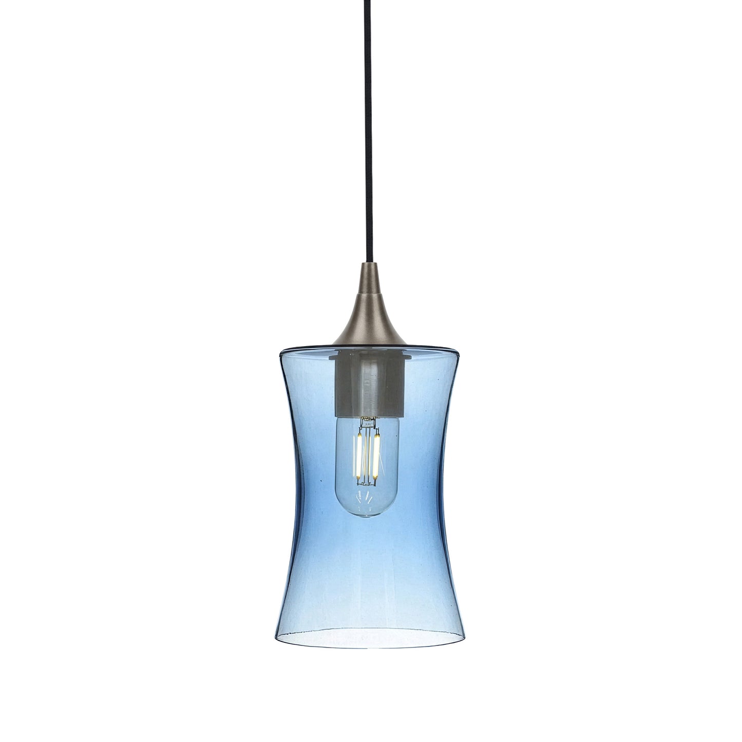 818 Single Pendant Light-Bicycle Glass Co-Antique Bronze - 4ft Cord-Lucent-Steel Blue-Bicycle Glass Co