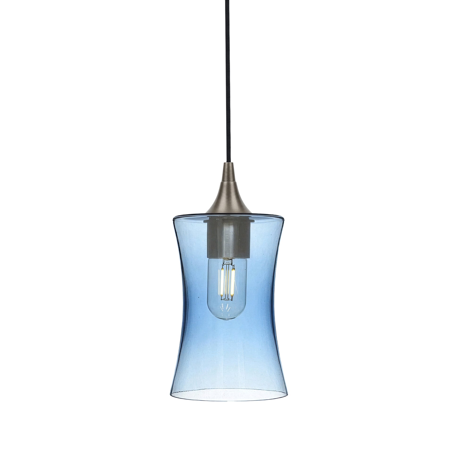 818 Single Pendant Light-Bicycle Glass Co-Antique Bronze - 4ft Cord-Lucent-Steel Blue-Bicycle Glass Co